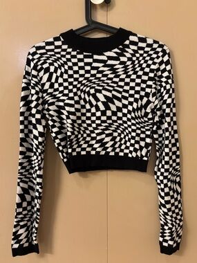 Garage Cropped Wonky Checkered Sweater